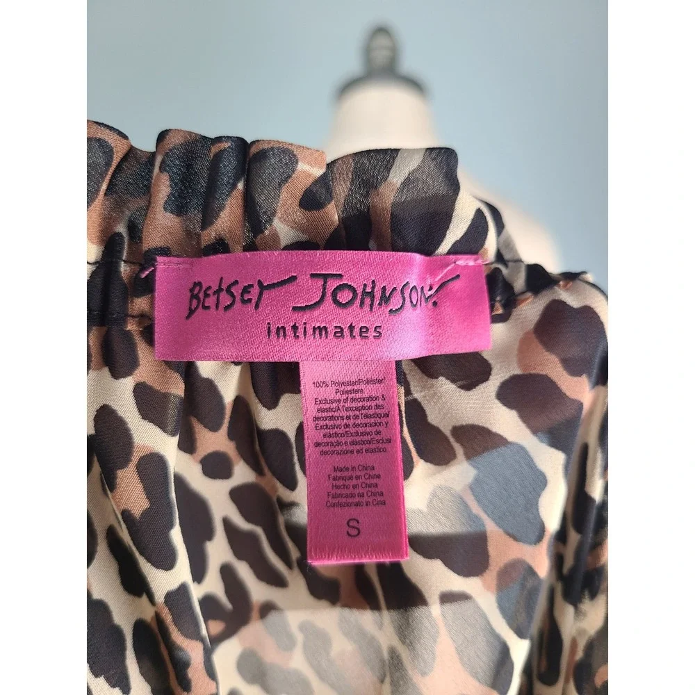 Y2K Betsey Johnson Sz‎ S Mini Babydoll Dress Leopard Print Hot Pink Bows It Girl